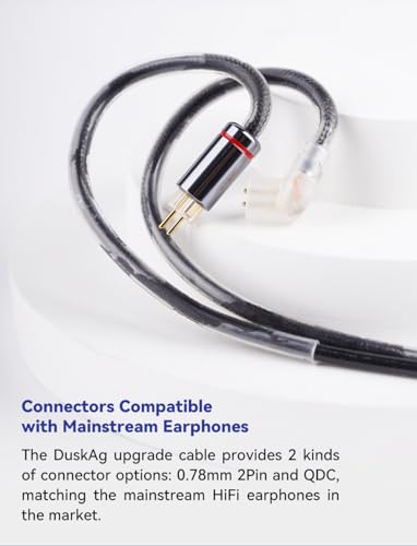 NICEHCK DuskAg 5N Pure Silver IEM Cable QDC Connector 3.5mm Single Ended | 5N pure silver & OCC shielding boosts mid-high density, 1.2m cord, QDC pin, 3.5mm plug for QDC IEM audiophiles - size: 3.5mm With QDC