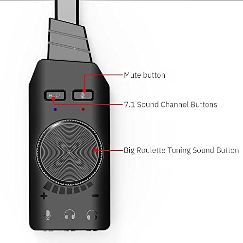 7.1 Channel USB Sound Card Converter Adapter External Volume Adjustable for Game Headphone (D 20 * 7 * 3cm)