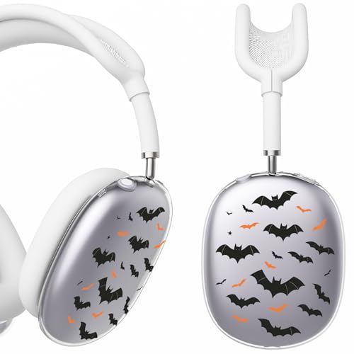 for AirPods Max Headphones Halloween Ear Covers for AirPods Max 2 | Cool Bat Clear Ear Cups Cover | White Silicone Ear Pad Case Headband Cover for Apple AirPods Max 2/1 (2026/2024/2020) - color: Bat A/White