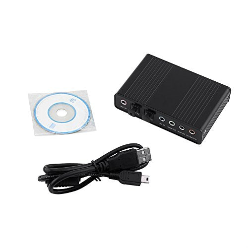 USB 2.0 External Sound Card 6 Channel 5.1 Surround Audio Adapter, with SPDIF Output, Mic Input, for PC