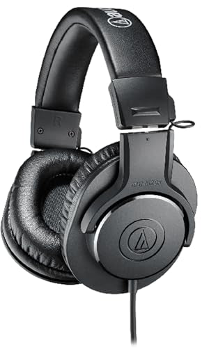 Audio-Technica ATH-M20x Professional Monitor Headphones - Black Bundle with Case and Austin Bazaar Polishing Cloth - color: Black, style: M20x