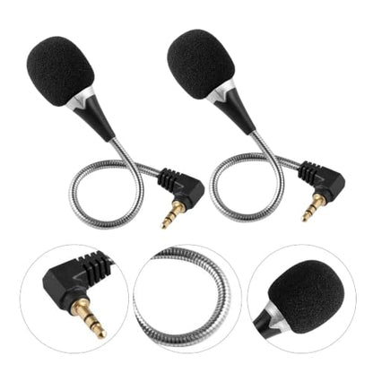 2pcs Mini Laptop Microphone 3.5mm with 360° Bendable Metal Gooseneck, Compact Noise Cancellation Mic for Online Meetings and Voice Recording on PC and Desktop Computer