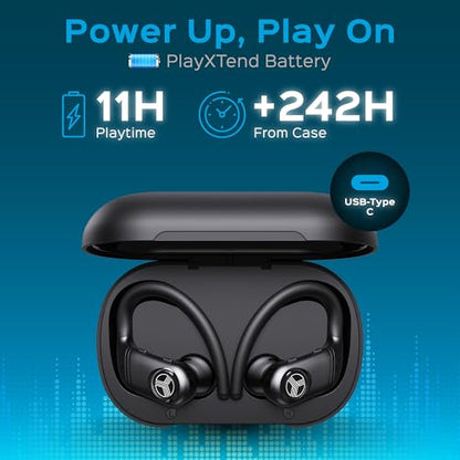 TREBLAB X4 Over the Ear Earbuds Wireless Bluetooth, 11H, IPX5 (Renewed)