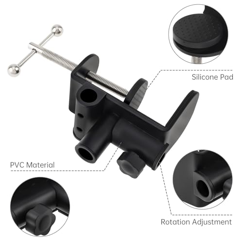 Table Mount Clamp, Metal Mic Desk Clamp Holder, 3-in-1 Desk C-Clamp for Microphone Boom Arm Stand Holder, 0.47 inch/1.2cm Hole, Fits up to 2.76 inch/7cm Desktop Thickness