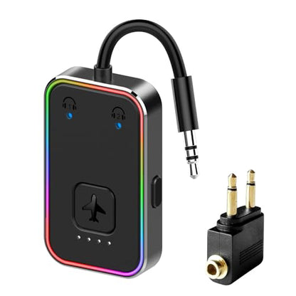 2026 Beeitzie Ultra Airplane Bluetooth 5.4 Transmitter for All Headphones, aptX LL, Supports 2 Headphones/AirPods, Wireless Audio Adapter for in-Flight, TV, Gym, Tablets，Metal Frame - color: Black