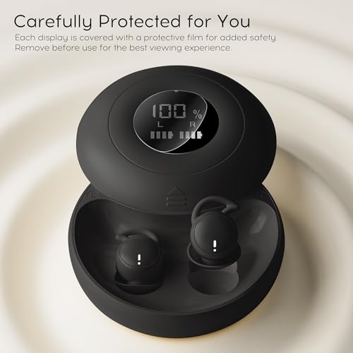 Sleep Earbuds Bluetooth 6.0, Mini Invisible Silicone Sleep Earbuds for Side Sleepers, Noise Blocking Sleeping Headphones, Hidden Earbuds with LED Display for Small Ears, Sleep & Relax（Black） - color: Black