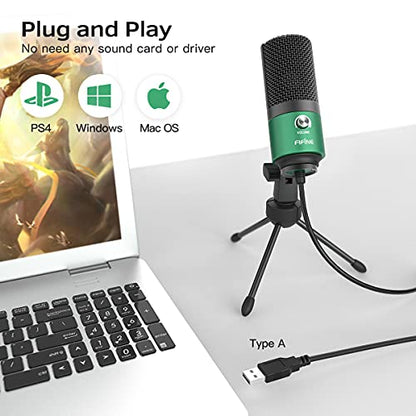 FIFINE Recording Microphone and Gaming Mic, USB PC Computer Microphone with Gain Control for Streaming, Broadcast, Voice Over,YouTube Video, Home Studio, Plug & Play-Blue/Green (K669L+K669G)