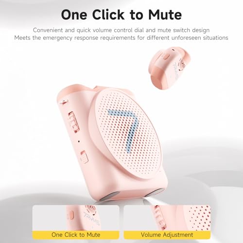 7RYMS WA2 Wireless Voice Amplifier for Teachers with Magnetic lavalier Mic, Wireless Portable Amplifier with Noise Canceling, Mini Voice Amplifier for Classroom, Meeting, Training, Speech (Pink) - color: Pink