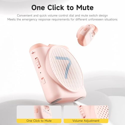 7RYMS WA2 Wireless Voice Amplifier for Teachers with Magnetic lavalier Mic, Wireless Portable Amplifier with Noise Canceling, Mini Voice Amplifier for Classroom, Meeting, Training, Speech (Pink) - color: Pink