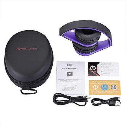 PowerLocus Wireless Bluetooth Over-Ear Stereo Foldable Headphones, Wired Headsets Rechargeable with Built-in Microphone for iPhone, Samsung, LG, iPad (Purple) - color: Purple