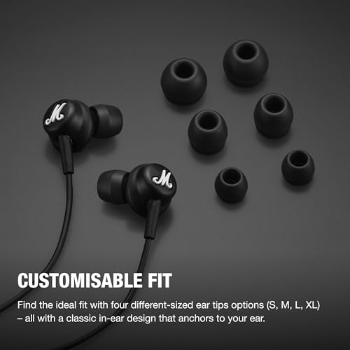 Marshall Mode USB-C 유선 이어버드 - 내장 마이크 | 맞춤형 핏 | 엉킴 방지 코드 | 다이나믹 드라이버 - 블랙