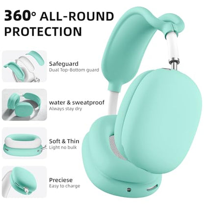 Lerobo Case Cover for AirPods Max Headphones, Soft Silicone Earcup/Anti-Scratch Earpad Case Cover/Headband Cover, Accessories Protective Cover for Apple AirPods Max2024/2020（Turquoise） - color: Turquoise
