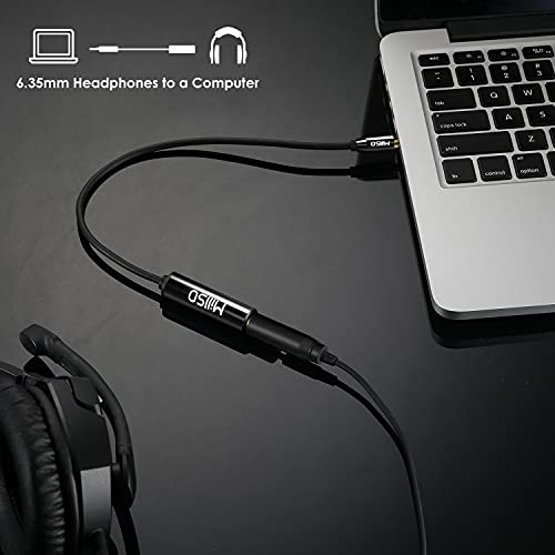 1/4 to 3.5mm Instrument Cable, TRS Headphone Adapter 6.35mm Female to 3.5mm Male 1/8 to 1/4 Stereo Audio Adapter for Amplifier, Guitar, Piano, Speaker to Phone, Laptop, Headphone - 12inch/30cm - color: Piano Black, size: 1 FT