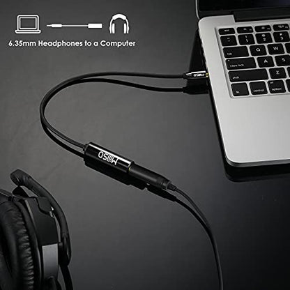 1/4 to 3.5mm Instrument Cable, TRS Headphone Adapter 6.35mm Female to 3.5mm Male 1/8 to 1/4 Stereo Audio Adapter for Amplifier, Guitar, Piano, Speaker to Phone, Laptop, Headphone - 12inch/30cm - color: Piano Black, size: 1 FT