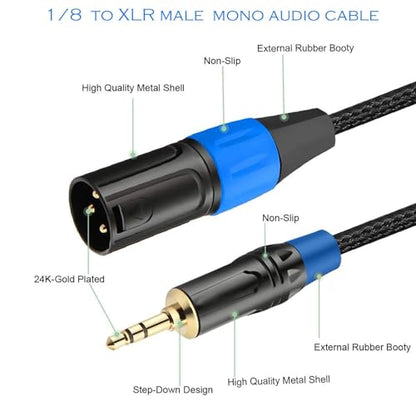 3.5mm to XLR Balanced Cable, Regular XLR Male to 1/8 inch Mini Jack Cable Adapter Mono Audio Cord for Cell Phone, Laptop, Speaker, Mixer -1ft - style: 3.5mm to XLR Male