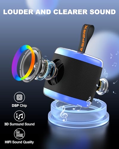 Mini Karaoke Speaker with 2 Wireless Microphones,Voice Effects,Led Lights, Portable Singing Machine for Ages 3,4,5,6,7,8,9,10,11,12+ Years Old Girl Birthday Gift, Kids Karaoke Machine (Black) - color: black