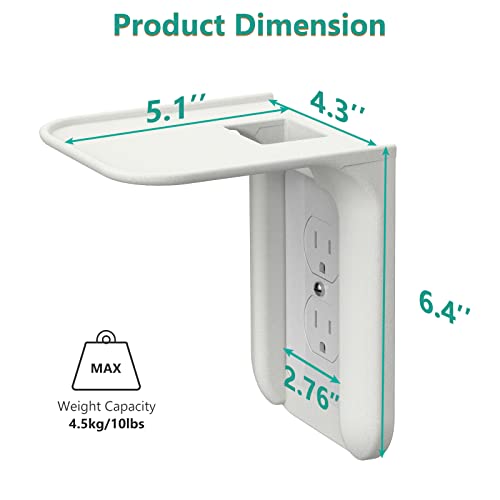 WALI Outlet Shelf Wall Holder, Bathroom Shelf up to 10lbs Standard Vertical Duplex Wall Organizer for Smart Home Decor Space Saving Power Tools, Toothbrush (OLS001-W), 1 Pack, White - size: Small