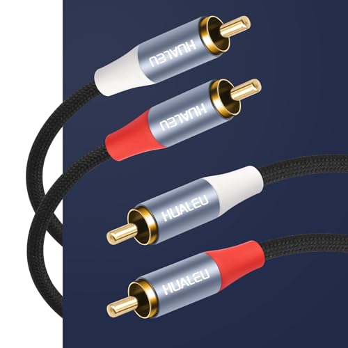 3Feet 2 RCA M/M Stereo Audio Cable, Gold-Plated 2RCA Male to 2RCA Male Aluminum Shell Auxiliary Audio Cord-2 Pack - size: 3Feet*2