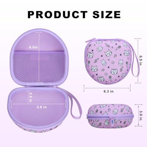 Kids Headphone Case for Tonies/iClever/Acer, Cat Purple(Case Only) | for iClever BTH12 HS19 BTH22 BTH20 BTH18 BTH26/JBL Junior 320/MIDOLA/JoySpark/eKids/ ADOOPE/JLab Girls Boy Kids Headphone - color: Kitten Print-Purple