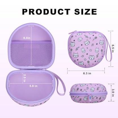 Kids Headphone Case for Tonies/iClever/Acer, Cat Purple(Case Only) | for iClever BTH12 HS19 BTH22 BTH20 BTH18 BTH26/JBL Junior 320/MIDOLA/JoySpark/eKids/ ADOOPE/JLab Girls Boy Kids Headphone - color: Kitten Print-Purple