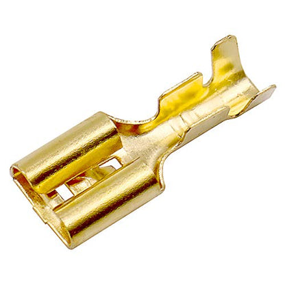 BAOMAIN 100-Pack 6.3mm 1/4" Female Spade Connector Non-Insulated Terminals | Copper 1/4" Non-Insulated Female Connectors with Locking Tab for 18-16 AWG Wire,Ideal for Automotive & DIY Projects
