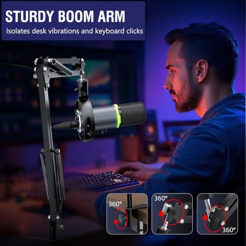Gaming Microphone Set, USB/XLR Dynamic PC Mic for Streaming, Podcast