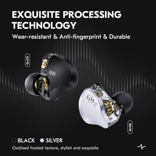 Kinboofi CCZ Solo Silver in Ear Monitor Wired IEM Headphone, DC02 Dual Magnetic Circuit DD HiFi Earphones, Professional HiFi Earphone, Stereo Sound Earbuds, with MIC - color: Silver, size: with MIC