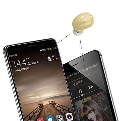 Single Bluetooth Earpiece10 Hrs Playtime for Cell Phone PC TV - color: Khaki/ nude