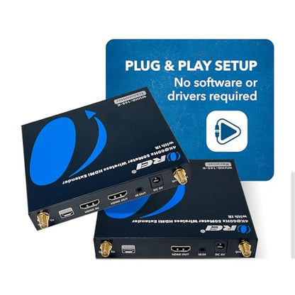 OREI 4K@60Hz HDMI Wireless Extender 165ft, Loop Out One-Way IR SSID Pairing | HDMI Wireless Extender, Wireless HDMI Transmitter – 18Gbps, HDMI 2.0, HDCP 2.2, 5GHz, Plug & Play, Low Latency - size: 4K@60Hz, style: TX & RX Kit