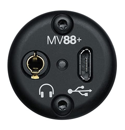 Shure MV88+ USB-C Video Kit Stereo Condenser Microphone | Stereo condenser mic for Apple and Android with Manfrotto PIXI tripod, phone clamp, and iOS and USB-C cables - size: Compact, style: MV88+ Wired KIT