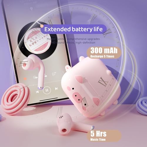 Xmenha True Wireless Cute Kawaii Headphones for Girls - Small Mini Tiny Earbuds for Kids - Noise Cancelling Earphones - TWS Wireless Earbuds for iPhone Android - color: Nude