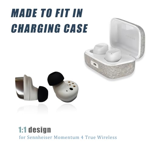 8 Pairs Earbud Tips for Sennheiser Momentum True Wireless 4 - Noise Isolating Replacement Ear Tips Momentum TWS 4 (XS/S/M/L), Black - color: Black-Silicone