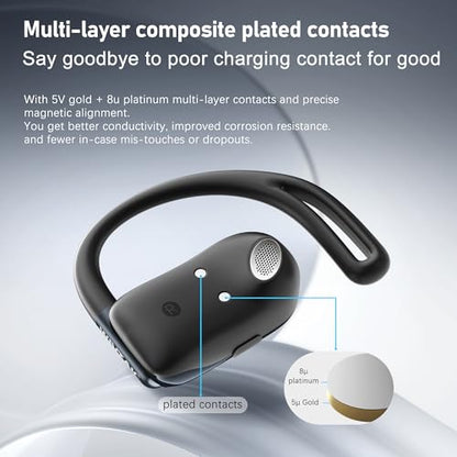 Wireless Earbuds, Open-Ear Sports Bluetooth Headphones, Acoustic Chamber Audio, ANC Call Noise Reduction, Smart Digital Display Charging Case, IPX5 Water Resistant, for Cycling Work - color: Black