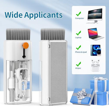 Keyboard Cleaner, Multi-Function Cleaning Kit for MacBook, Laptop, Computer | Includes Screen Spray, Microfiber Wipe, Tech Brush, Works on Airpod, Tablets, Earbuds, Pc Accessories, Electronic Screen - color: Bright White