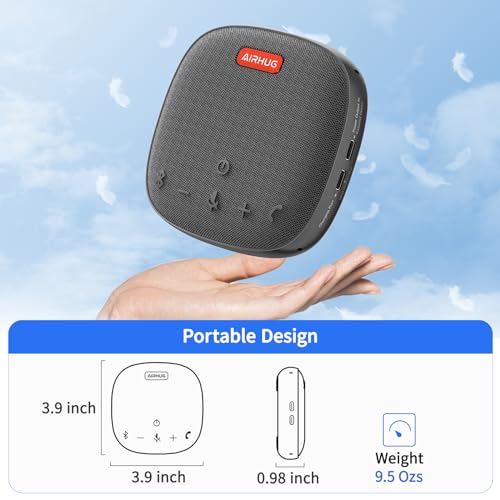 AIRHUG Conference Speaker and Microphone, Bluetooth & USB Speakerphone | 360° Voice Pickup, Advanced Noise Reduction & Echo Cancellation, USB-C Plug & Play, Compatible with Zoom & MS Teams