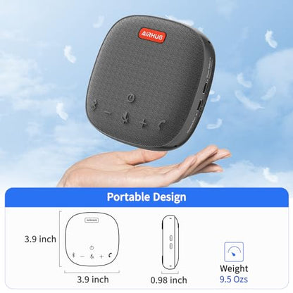AIRHUG Conference Speaker and Microphone, Bluetooth & USB Speakerphone | 360° Voice Pickup, Advanced Noise Reduction & Echo Cancellation, USB-C Plug & Play, Compatible with Zoom & MS Teams