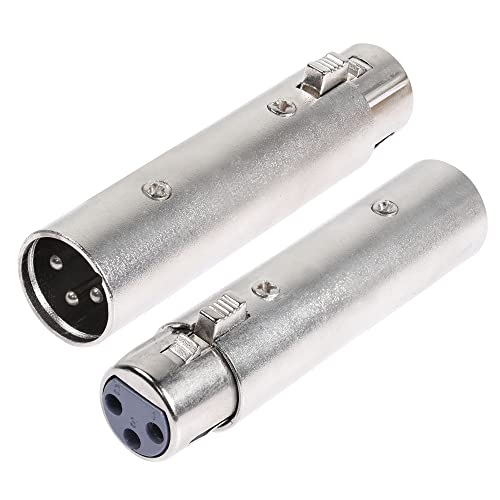 XLR Male to Female Adapter,3 Pin XLR Audio Microphone Cable Extension Adapter Connector（2-Pack）