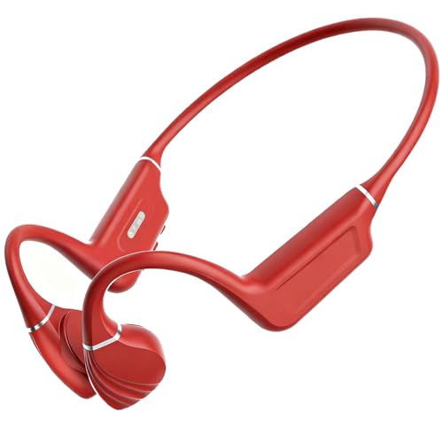 Bone Conduction Headphones - Bluetooth 5.4 & 32GB Memory MP3 Player IP68 Waterproof Headphones for Swimming, Bone Conduction with Mic Open Ear Running Headphone for Swimming, Running, Cycling (Red) - color: Red