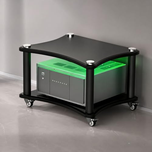 2-Tier AV Media Stand with Wheels,LED HiFi Audio Rack for Stereo Equipment | Large Storage Open-Air Cooling Easy Mobility Fits Amplifiers, Receivers, Game Consoles and DVD Players