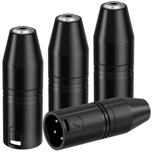 Ancable 3.5mm to XLR, 4-Pack 3.5mm Stereo TRS Mini-Jack Female to 3-Pin XLR Male Microphone Adapter, Audio Converter for Camcorders, Recorders, Mixers - size: 4-Pack