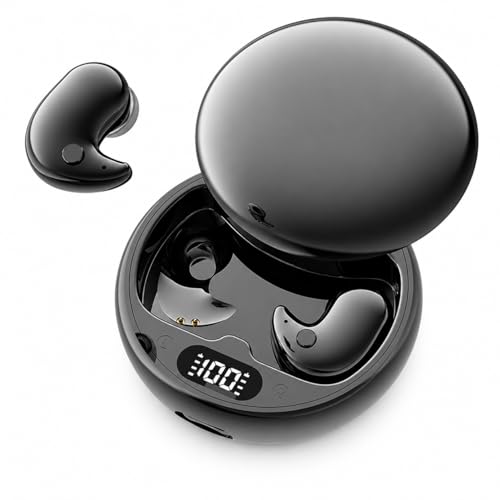 Invisible Sleep Wireless Earphone,Lightweight,Long Battery Life (black) | Ipx5 Waterproof Earbuds, Bluetooth 5.3, Painless Sleeping Earphones for Sensitive Sleeper - color: Black