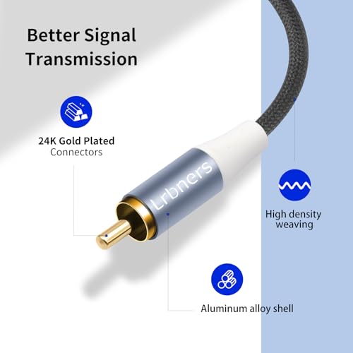 RCA 2 Male to 2 Male Audio Cable 6.6FT - Dual Shielded Gold-Plated RCA Interconnect Splitter Cable for Lossless Sound Quality, Home Theater & Turntables 2-Pack