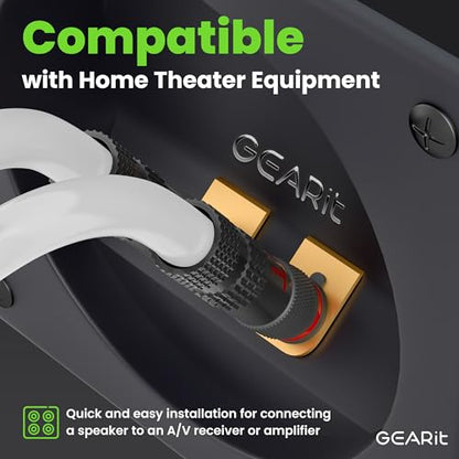 GEARit Speaker Cable with Banana Plugs White 12 Gauge 10 ft,Speaker Cable CL2 Rated 12AWG OFC,Heavy Duty Braided 12 Gauge Speaker Wire for Audiophiles,Hi-Fi Systems,Home Theater,Amplifiers & Speakers - color: White, size: 10 Feet
