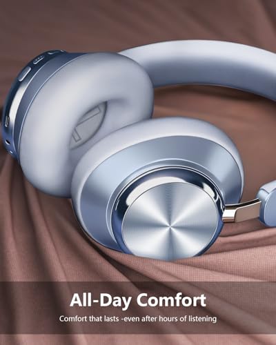 Wentronic Y03 Bluetooth Headphones Wireless Active Noise Cancelling Over Ear Headphones 48 Hours Playtime High Sound Quality 6 EQ Music Mode Headphones with Soft Ear Cushion - Blue - color: Blue