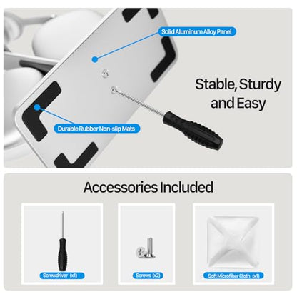 Headphone Stand for AirPods Max 2 & 1 Auto Sleep Mode, Silver | Aluminum Pole & Stable Base, Anti-Scratch ABS Headset Holder, Anti-Scratch Touch Surface, Universal Compatibility - color: Sliver