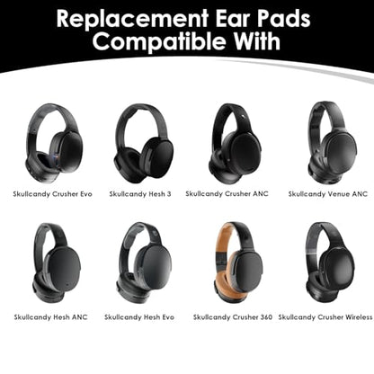 Replacement Ear Pads for Skullcandy Crusher Wireless/Evo/ANC Hesh 3/EVO/ANC and Venue ANC Headphones, Ear Pads Cushions, Headset Ear Covers with Soft Protein Leather, Noise Isolation Foam, Grey - color: Grey