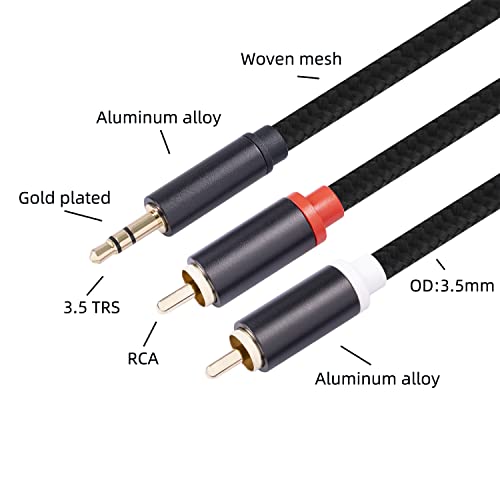 (10FT / 2 Pack) 3.5mm to RCA Cable,Gold Plated, 1/8 Male to Male Stereo Aux Cord Y Splitter Adapter for Tablets, Speakers, Smartphones, MP3, HDTV - size: 10FT