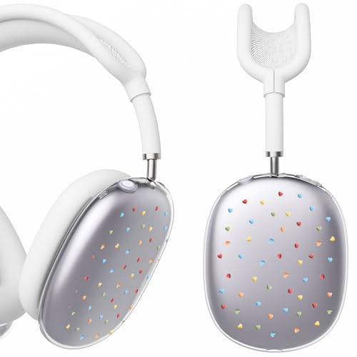 for AirPods Max Headphones Love Heart Ear Covers for AirPods Max 2 | Cute Y2K Clear Ear Cups Cover | White Silicone Ear Pad Case Headband Cover for Apple AirPods Max 2/1 (2026/2024/2020) - color: Heart F/White