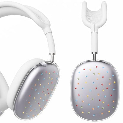 for AirPods Max Headphones Love Heart Ear Covers for AirPods Max 2 | Cute Y2K Clear Ear Cups Cover | White Silicone Ear Pad Case Headband Cover for Apple AirPods Max 2/1 (2026/2024/2020) - color: Heart F/White