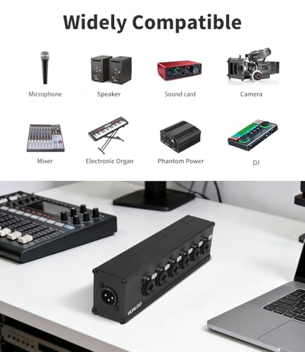 3Pin XLR & 1/4 TRS 6 Female to 1 XLR Male Splitter,6 Way XLR Six-Input and one-Output Parallel Connection Adapter,Four Microphone inputs Converted to one Output,6 in to 1 Out Aduio Splitter - color: XLR 1M TO 6F